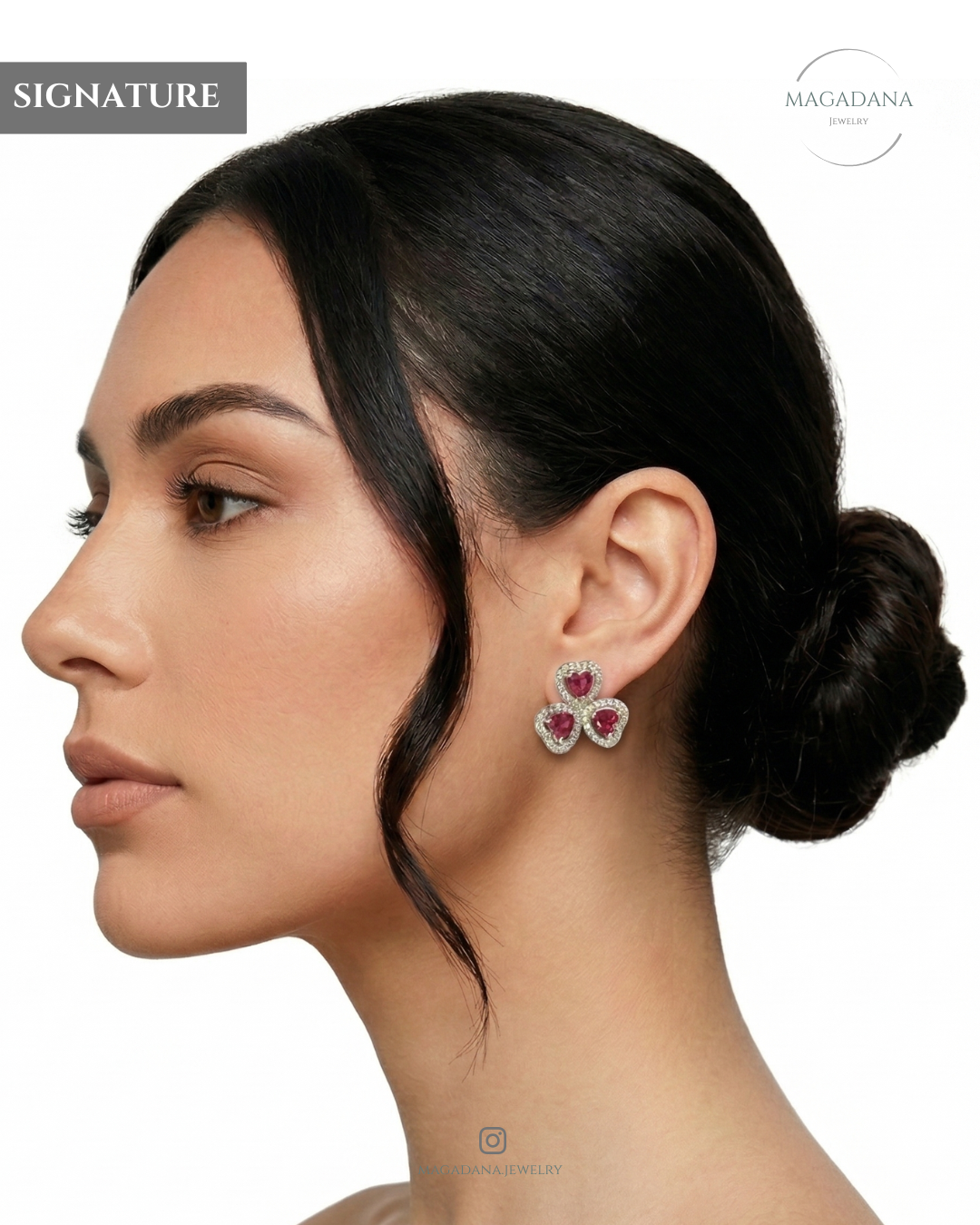 Broqueles "Trío de Corazones Rosa" – Plata Italiana .925 con Baño de Rodio