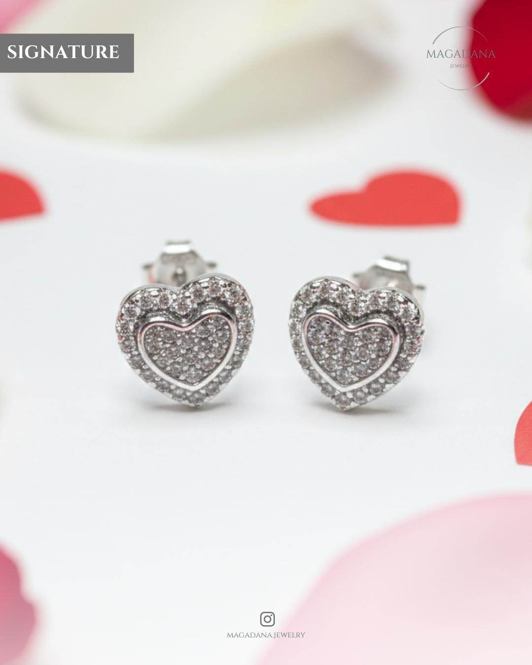 Broqueles "Corazón Radiante" en Plata Italiana .925 – Baño de Rodio y Circonias
