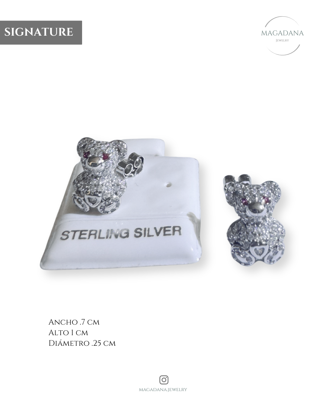 Broqueles "Teddy Luxe" en Plata Italiana .925 – Baño de Rodio y Circonias